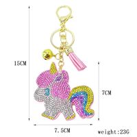 Unicornio De Dibujos Animados Terciopelo Coreano Hot Rhinestone Girls Bag Adornos De Borla Llavero De Venta Caliente main image 6