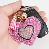 Neue Koreanische Samt Diamant Liebe Quaste Tasche Auto Ornament Pfirsich Herz Schlüsselbund main image 1