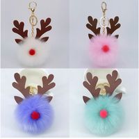 Cute Rabbit Fur Christmas Elk Keychain Pendant Bag Pendant Christmas Gifts main image 3