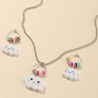 Hot Sale Children Cute Soft Ceramic Cartoon Colorful Smile Cloud Earrings Set Wholesale main image 2