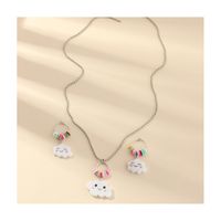 Hot Sale Children Cute Soft Ceramic Cartoon Colorful Smile Cloud Earrings Set Wholesale main image 6