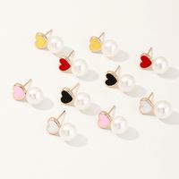 Korean Color-preserving Oil Drop Cartoon Cute Pearl Earlobe Earrings Wholesale main image 1
