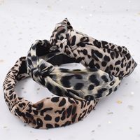 Leopard Print Headband Ladies Wide-sided Cross-knotted Retro Fabric Headband Creative Headwear Wholesale main image 1