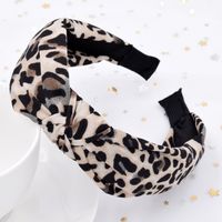 Leopard Print Headband Ladies Wide-sided Cross-knotted Retro Fabric Headband Creative Headwear Wholesale main image 4