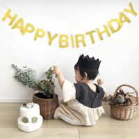 Baby Banner Holiday Decoration Flags Bronzing Letters Happy Birthday Pull Flag main image 1