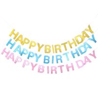 Baby Banner Holiday Decoration Flags Bronzing Letters Happy Birthday Pull Flag main image 6