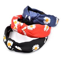 New Small Daisy Hair Band Fabric Flower Wide-sided Knotted Headband Wholesale main image 6