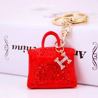 Cute Diamond-studded Portable Bag Car Ladies Metal Pendant Keychain main image 1