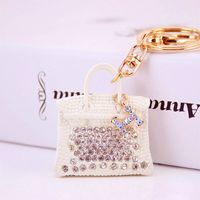 Cute Diamond-studded Portable Bag Car Ladies Metal Pendant Keychain main image 4