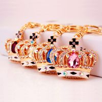 Korean Diamond Gemstone Crown Women's Car Metal  Key Chain main image 1