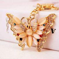 Diamond Opal Butterfly Ladies Metal Pendant Insect Car Keychain main image 1