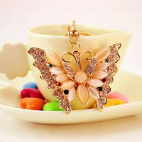 Diamond Opal Butterfly Ladies Metal Pendant Insect Car Keychain main image 3