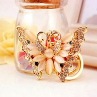 Diamond Opal Butterfly Ladies Metal Pendant Insect Car Keychain main image 4