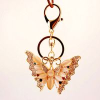 Diamond Opal Butterfly Ladies Metal Pendant Insect Car Keychain main image 5