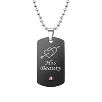 Black One Arrow Through The Heart Her Beast His Beauty Couple Diamond Tag Necklace Wholesale main image 6