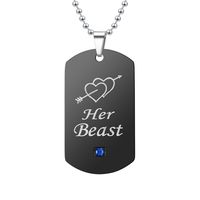 Black One Arrow Through The Heart Her Beast His Beauty Couple Diamond Tag Necklace Wholesale main image 5