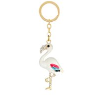 Creative Cute Fresh Diamond Alloy  Cartoon Butterfly Flamingo Animal Key Chain sku image 17