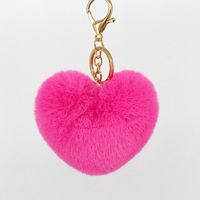 1 Piece Simple Style Heart Shape Faux Rabbit Fur Alloy Patchwork Keychain sku image 3