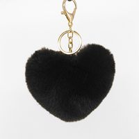 1 Piece Simple Style Heart Shape Faux Rabbit Fur Alloy Patchwork Keychain sku image 20