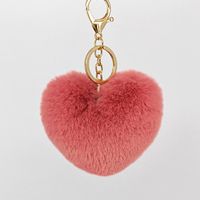 1 Piece Simple Style Heart Shape Faux Rabbit Fur Alloy Patchwork Keychain sku image 14