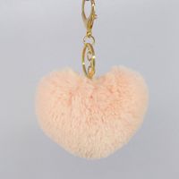 1 Piece Simple Style Heart Shape Faux Rabbit Fur Alloy Patchwork Keychain sku image 15