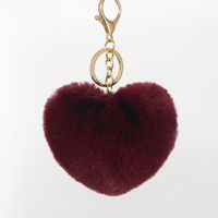 1 Piece Simple Style Heart Shape Faux Rabbit Fur Alloy Patchwork Keychain sku image 9