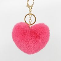1 Piece Simple Style Heart Shape Faux Rabbit Fur Alloy Patchwork Keychain sku image 8