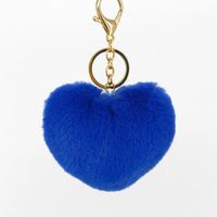 1 Piece Simple Style Heart Shape Faux Rabbit Fur Alloy Patchwork Keychain sku image 4