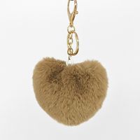 1 Piece Simple Style Heart Shape Faux Rabbit Fur Alloy Patchwork Keychain sku image 17