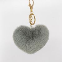 1 Piece Simple Style Heart Shape Faux Rabbit Fur Alloy Patchwork Keychain sku image 19