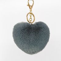 1 Piece Simple Style Heart Shape Faux Rabbit Fur Alloy Patchwork Keychain sku image 22