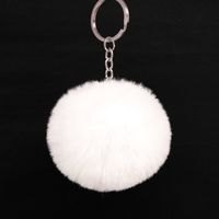 Fashion 8cm Rex Rabbit Hair Ball Faux Fur Short Hair Bag Keychain Pendant Wholesale sku image 2