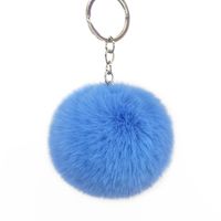 Fashion 8cm Rex Rabbit Hair Ball Faux Fur Short Hair Bag Keychain Pendant Wholesale sku image 1