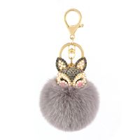 Cute Fox Imitate Rex Rabbit Fur Alloy Plating Artificial Pearls Rhinestones Bag Pendant Keychain sku image 10