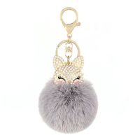 Cute Fox Imitate Rex Rabbit Fur Alloy Plating Artificial Pearls Rhinestones Bag Pendant Keychain sku image 11