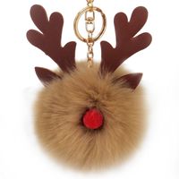 Cute Rabbit Fur Christmas Elk Keychain Pendant Bag Pendant Christmas Gifts sku image 2