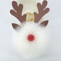 Cute Rabbit Fur Christmas Elk Keychain Pendant Bag Pendant Christmas Gifts sku image 3