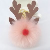 Cute Rabbit Fur Christmas Elk Keychain Pendant Bag Pendant Christmas Gifts sku image 4