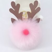 Cute Rabbit Fur Christmas Elk Keychain Pendant Bag Pendant Christmas Gifts sku image 1