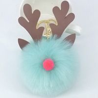 Cute Rabbit Fur Christmas Elk Keychain Pendant Bag Pendant Christmas Gifts sku image 5