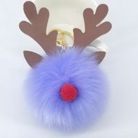 Cute Rabbit Fur Christmas Elk Keychain Pendant Bag Pendant Christmas Gifts sku image 6