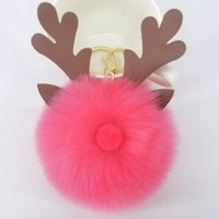 Cute Rabbit Fur Christmas Elk Keychain Pendant Bag Pendant Christmas Gifts sku image 7