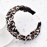Leopard Print Headband Ladies Wide-sided Cross-knotted Retro Fabric Headband Creative Headwear Wholesale sku image 8