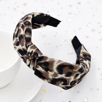 Leopard Print Headband Ladies Wide-sided Cross-knotted Retro Fabric Headband Creative Headwear Wholesale sku image 9