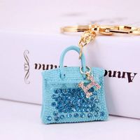 Cute Diamond-studded Portable Bag Car Ladies Metal Pendant Keychain sku image 2