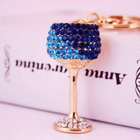 Diamond Crystal Wine Glass Car Keychain sku image 2