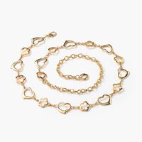 Metal Waist Chain Women's Fashion Love Flower Shape Decorative Dress With Small Ball Alloy Pendant Belt sku image 3