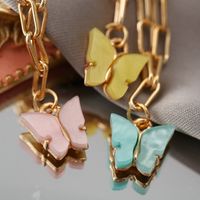 Hot-selling Butterfly Retro Multi-layer English Letter Alloy Pendant Necklace Bone Chain main image 3