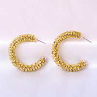 Fashion C Shape Diamond Alloy Earrings Ear Studs main image 6