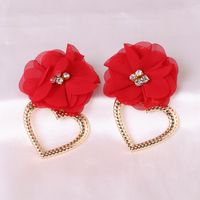 Pendientes Exagerados De La Flor De Las Mujeres De La Marca De La Aleación En Forma De Corazón De La Moda main image 5